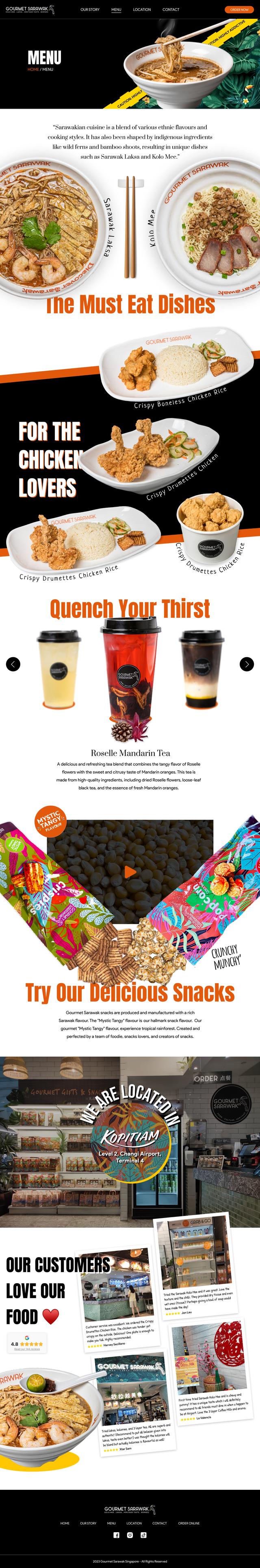 Gourmet Sarawak menu page