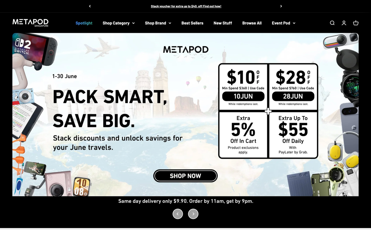 Metapod SG Shopify storefront homepage